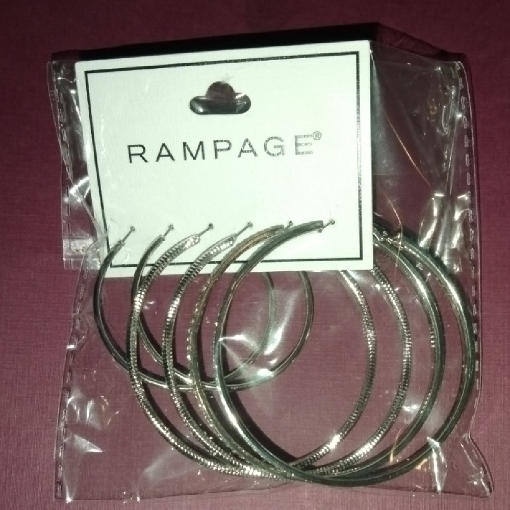 Rampage Metallic Silver Hoop Earrings